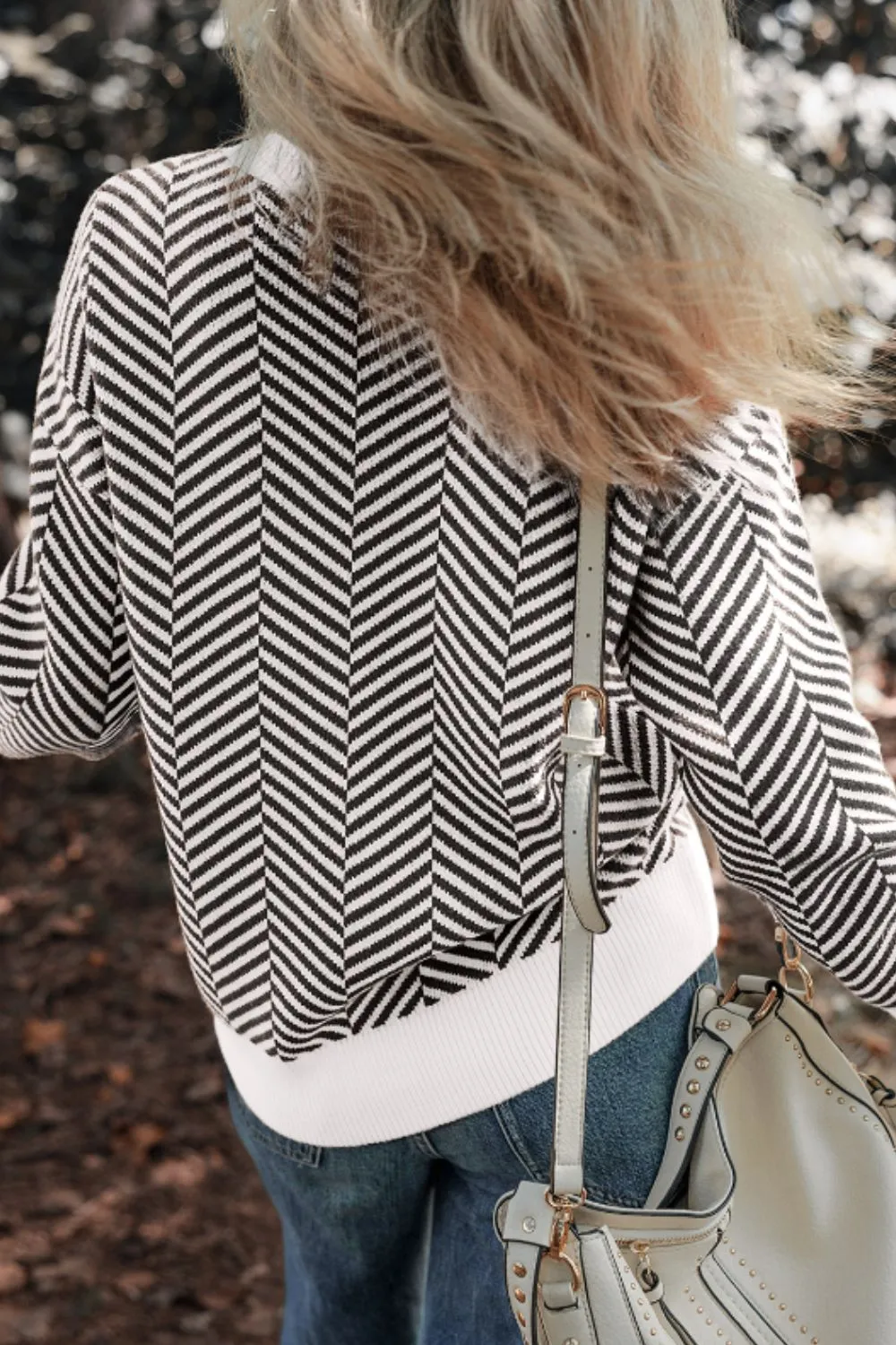 Striped Round Neck Long Sleeve Sweater, image 18