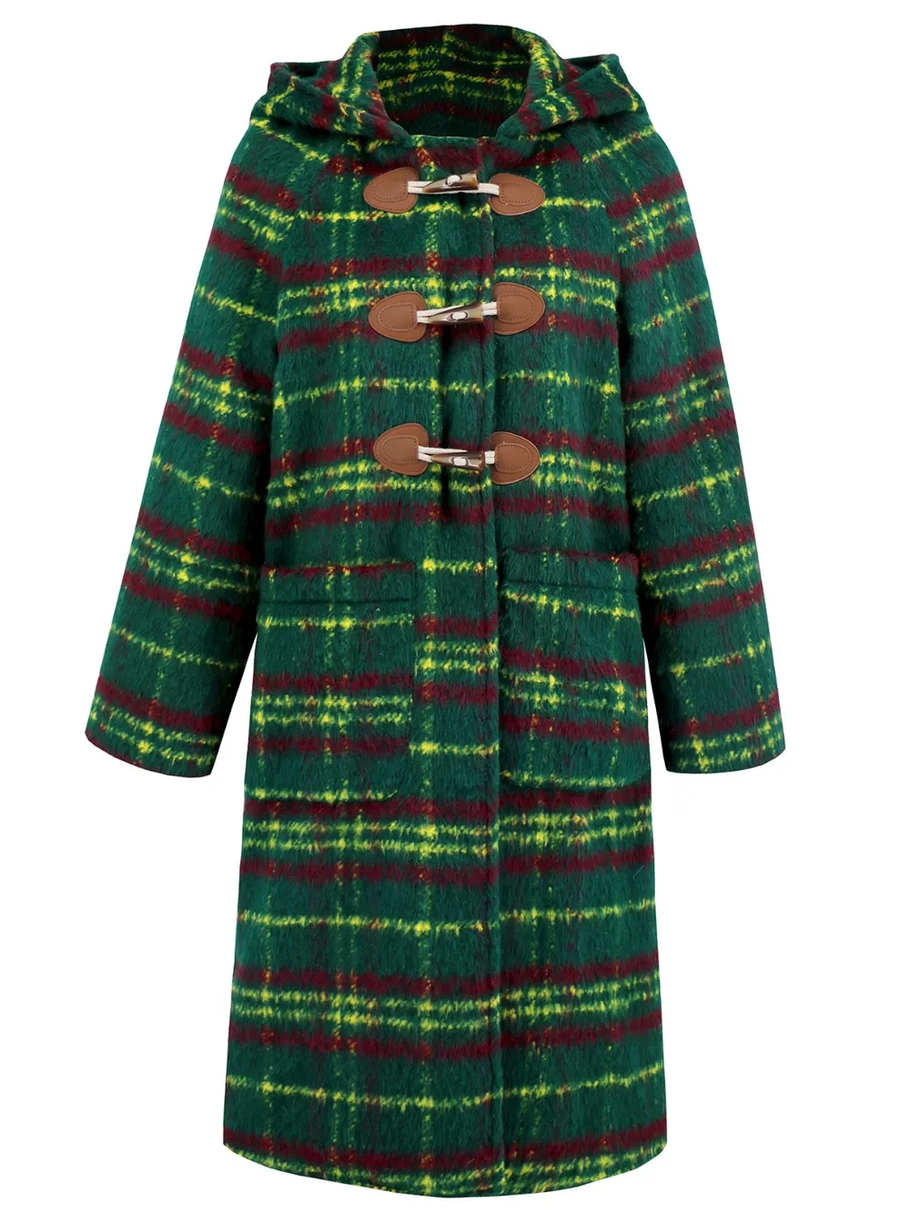 Plaid Long Sleeve Hooded Coat with Pockets, image 8