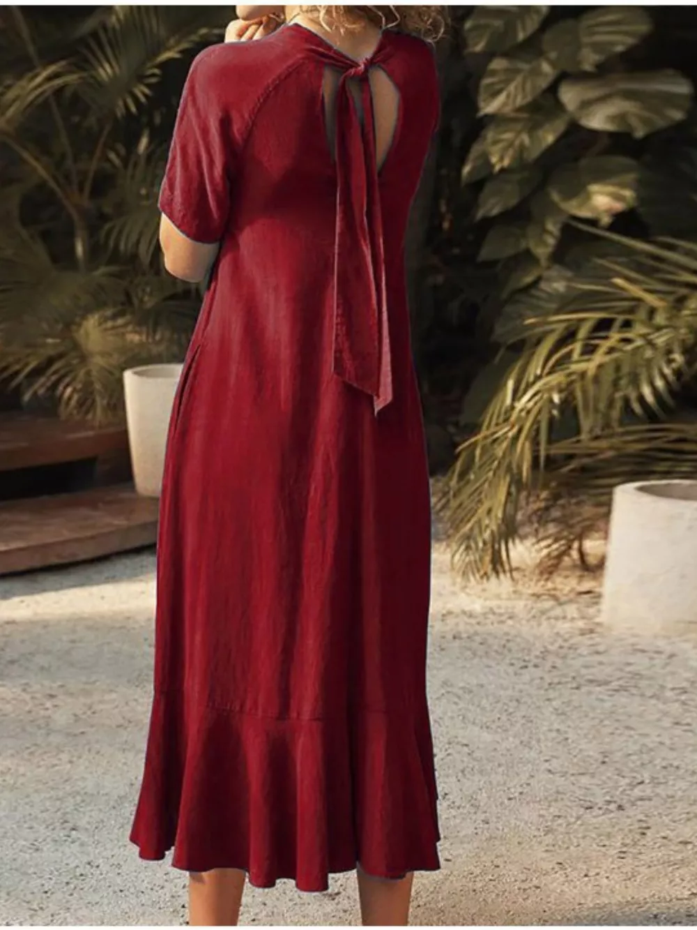 V-Neck Short Sleeve Dress with Pockets, image 5