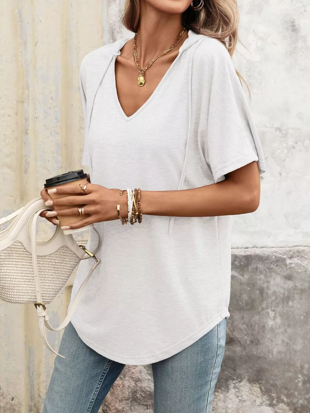 Casual Short Sleeve Hooded T-Shirt, image 24