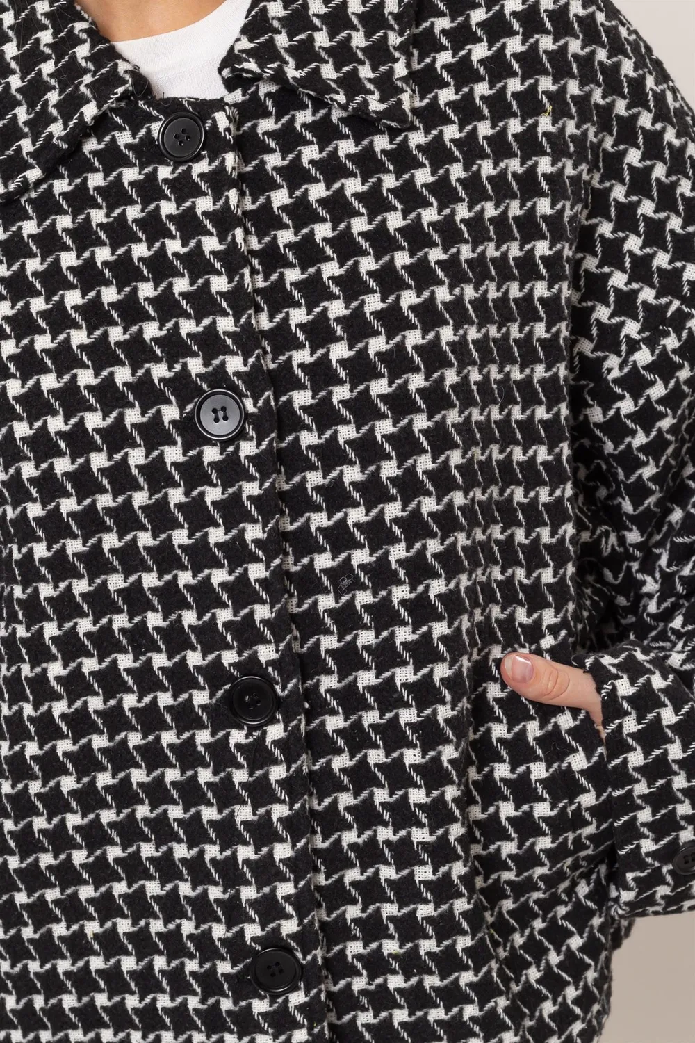 Tweed Plaid Button Up Collared Neck Jacket, image 5