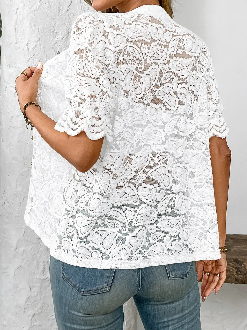 Button Down Half Sleeve Lace Shirt, image 11