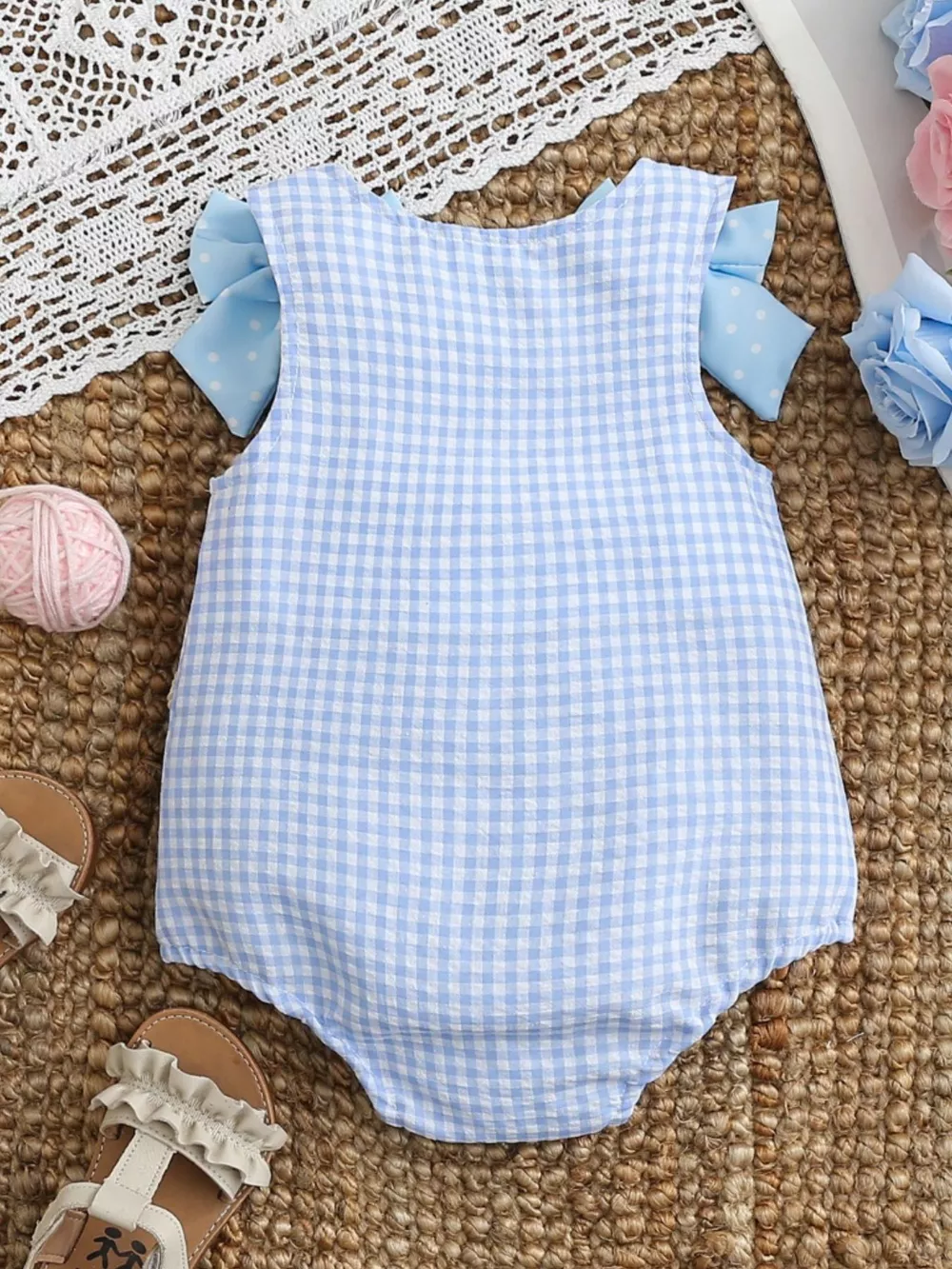 Children's Baseball Embroidered One-Piece with Bows, image 5