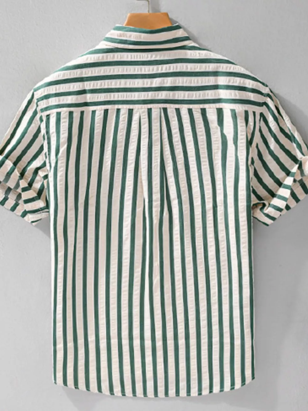 Men's Plus Size Striped Button Up Short Sleeve Shirt, image 6