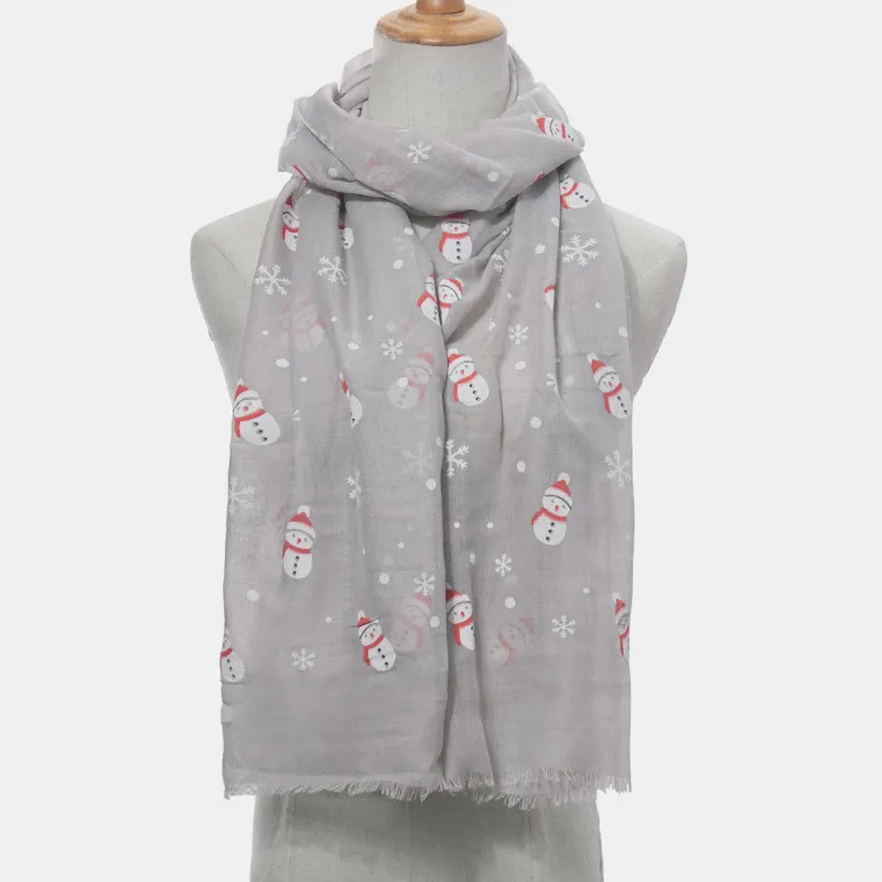 Fringe Snowman Polyester Scarf, image 7