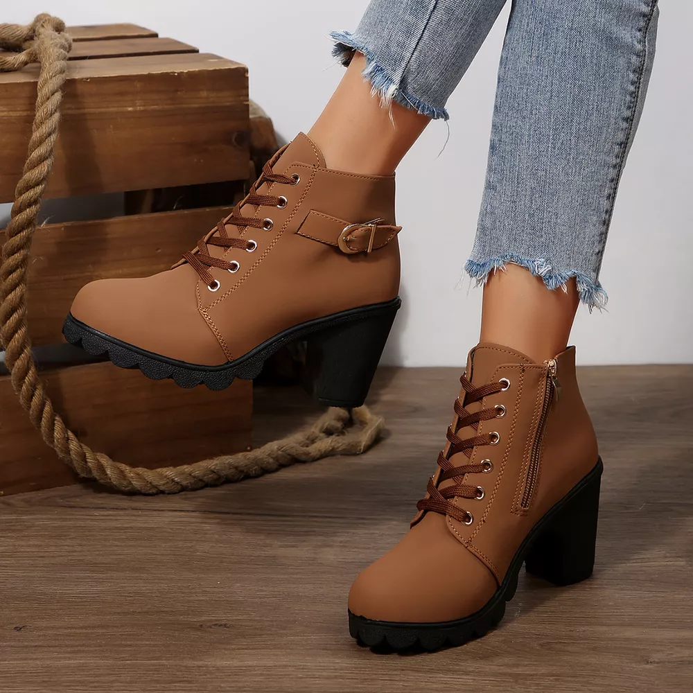 Lace Up Block Heels Boots, image 4