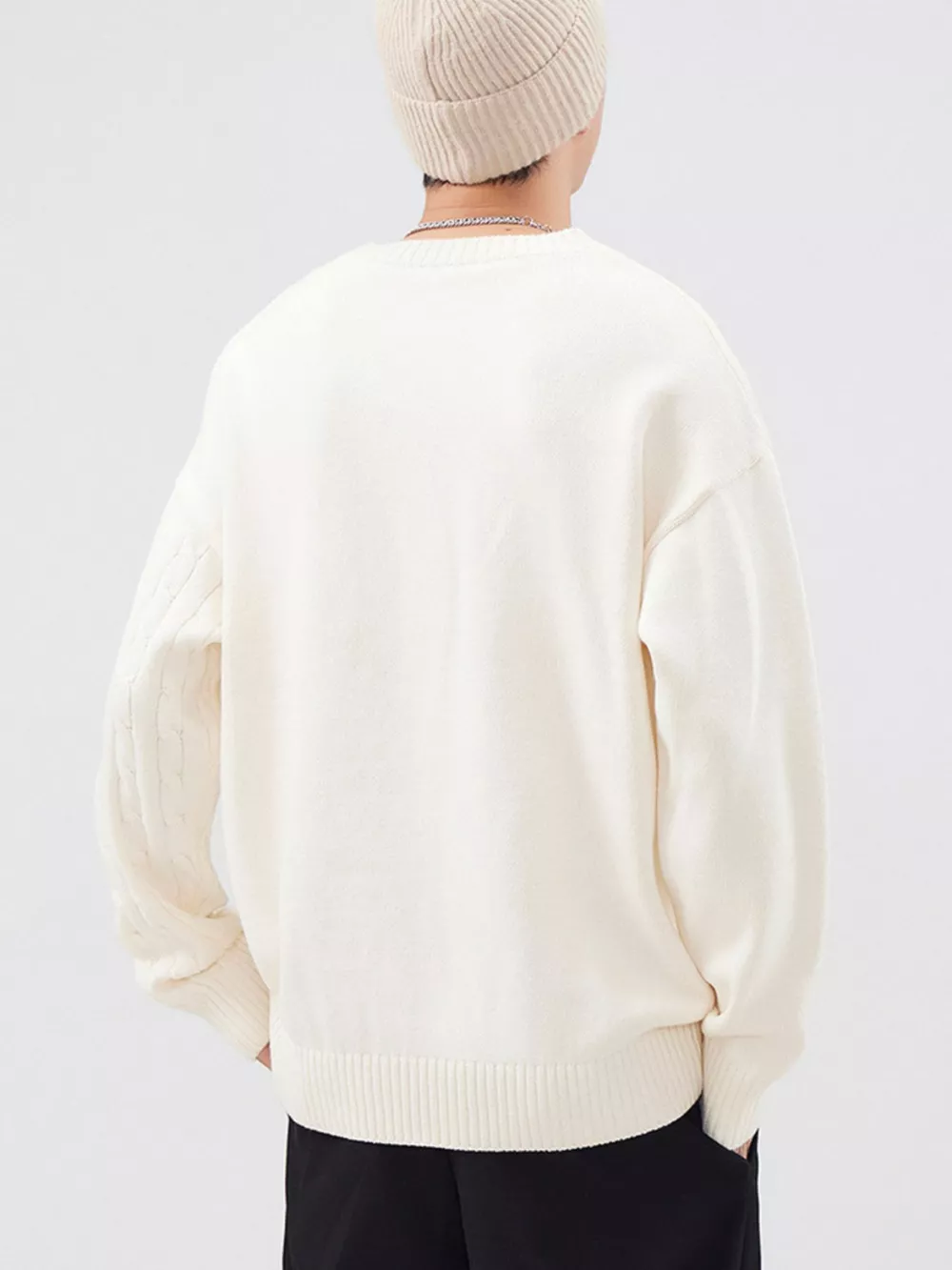 Men's Full Size Cable Knit Long Sleeve Sweater Plus Size, image 4