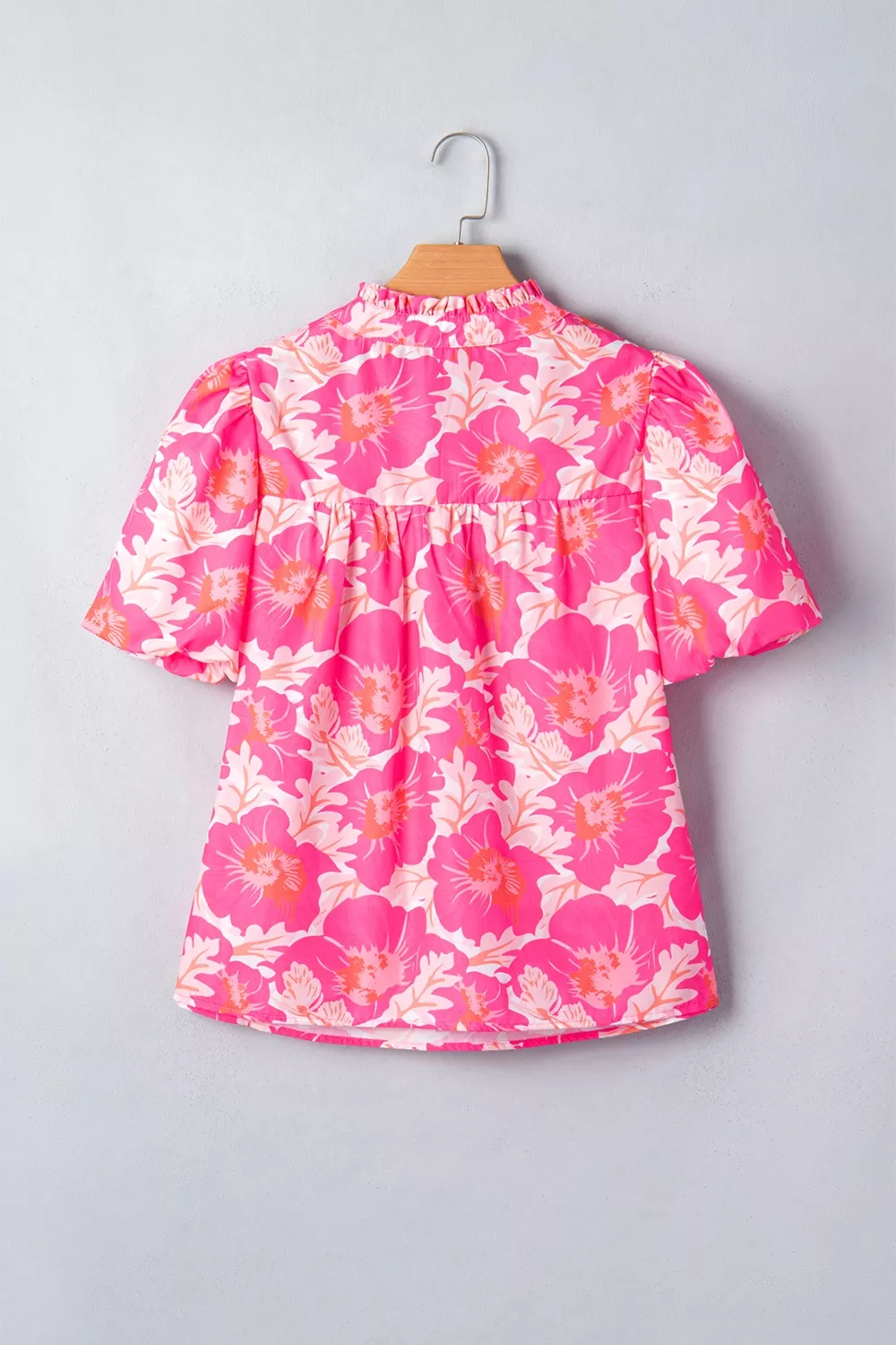 Short Bubble Sleeve Summer Floral Blouse, image 3