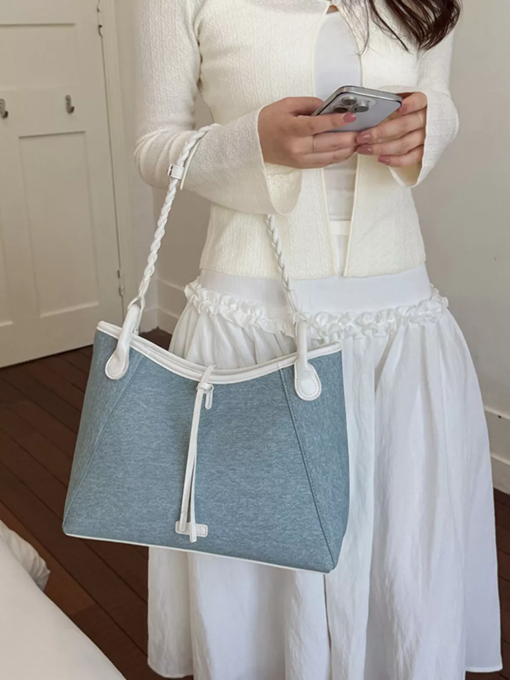 Casual Contrast Trim Shoulder Bag, image 3
