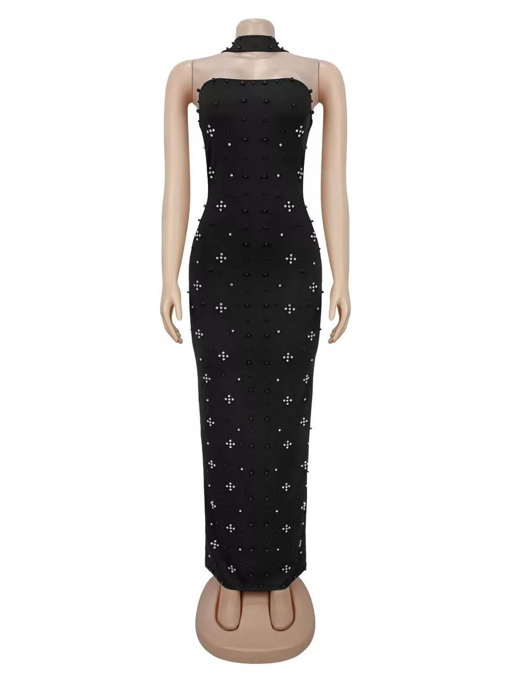Rhinestone Tube Bodycon Maxi Dress, image 4