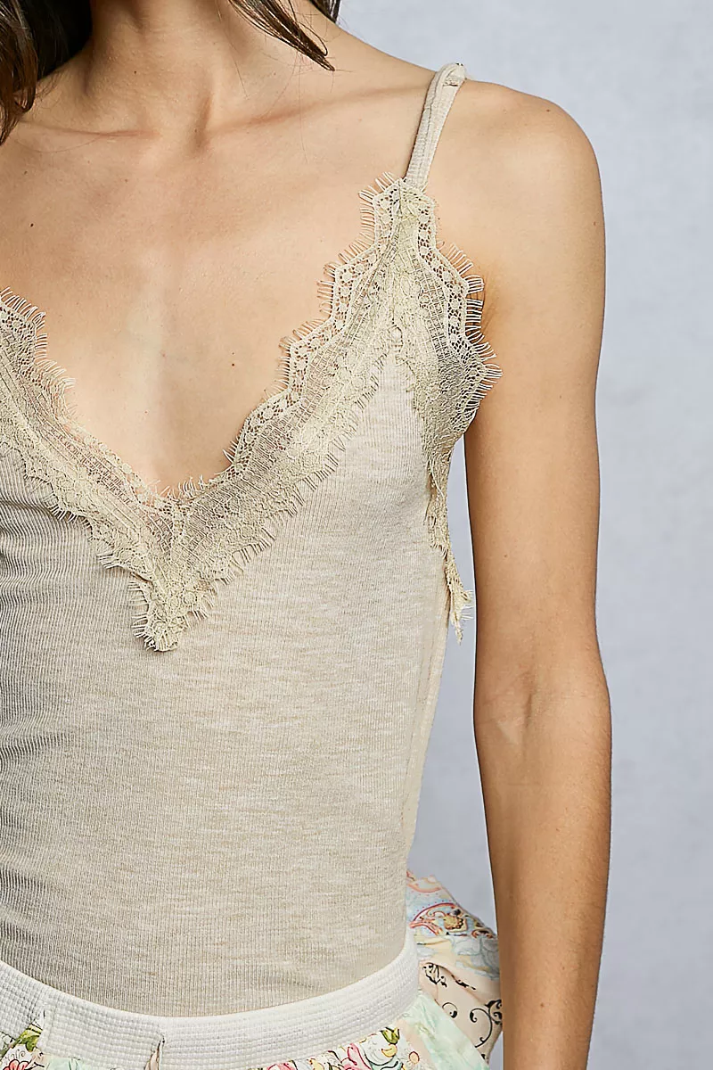 Lace Detail V-Neck Ribbed Cami, image 7