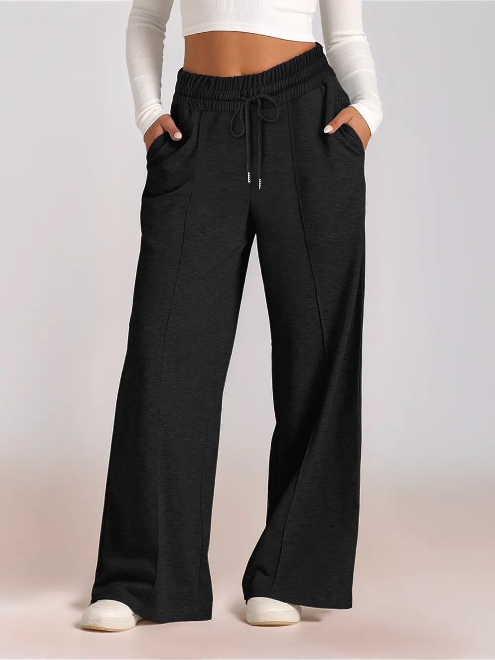 Full Size Drawstring Relaxed Fit Wide Leg Pants Plus Size
