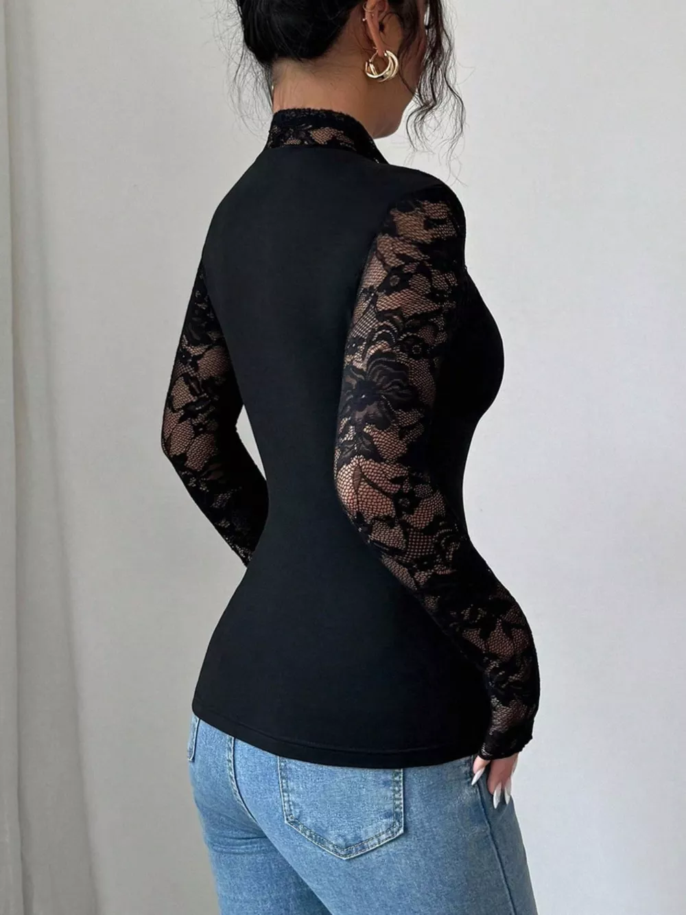 Lace Sleeve Long Sleeve T-Shirt, image 5