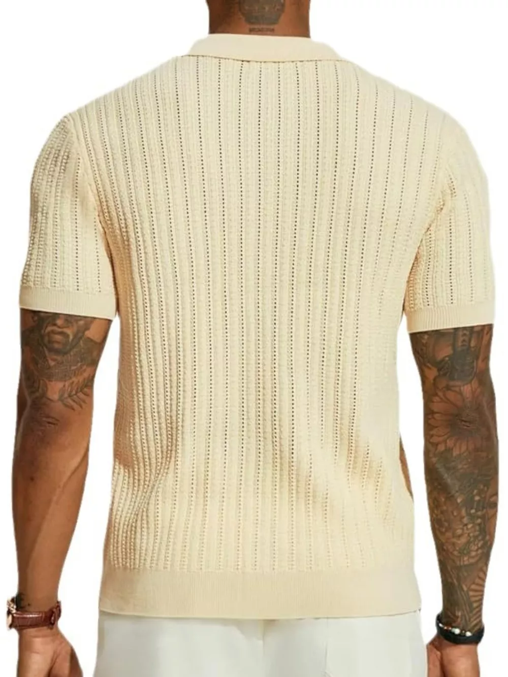 Men's Full Size Openwork Button Down Collared Neck Shirt Plus Size, image 3