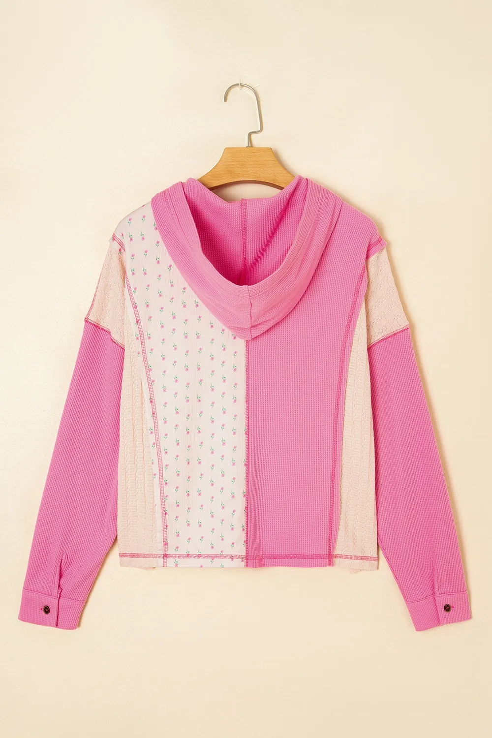 Color Block Button Detail Hoodie, image 4