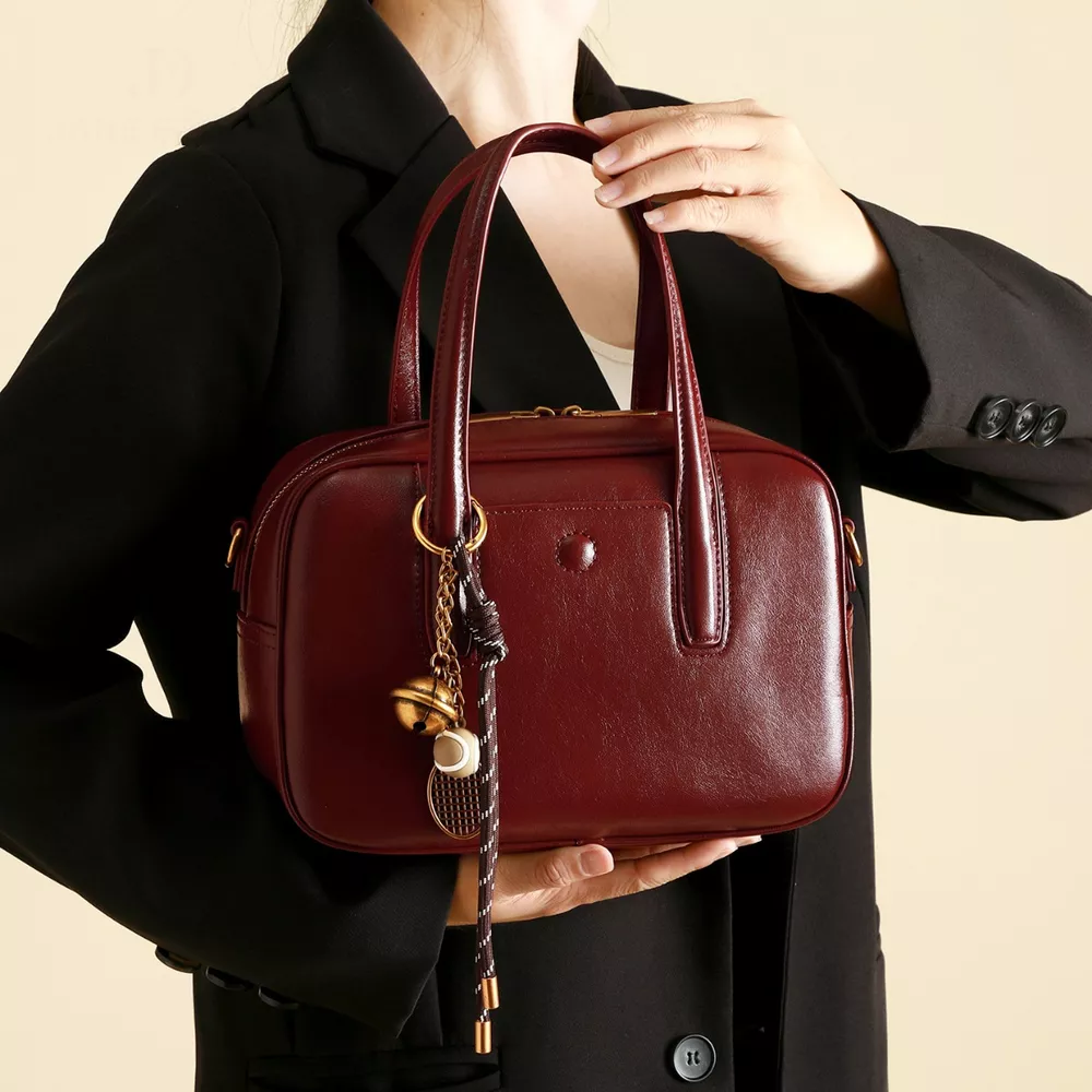 Leather Top Handle Handbag, image 3