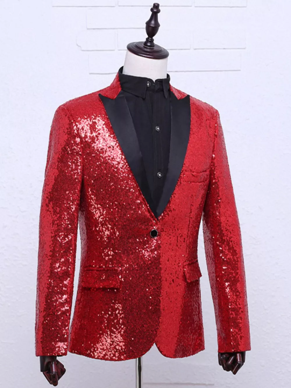 Men's Full Size Sequin One Button Long Sleeve Blazer Plus Size, image 5