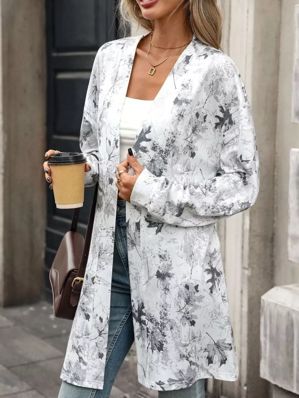 Printed Open Front Cardigan, image 5