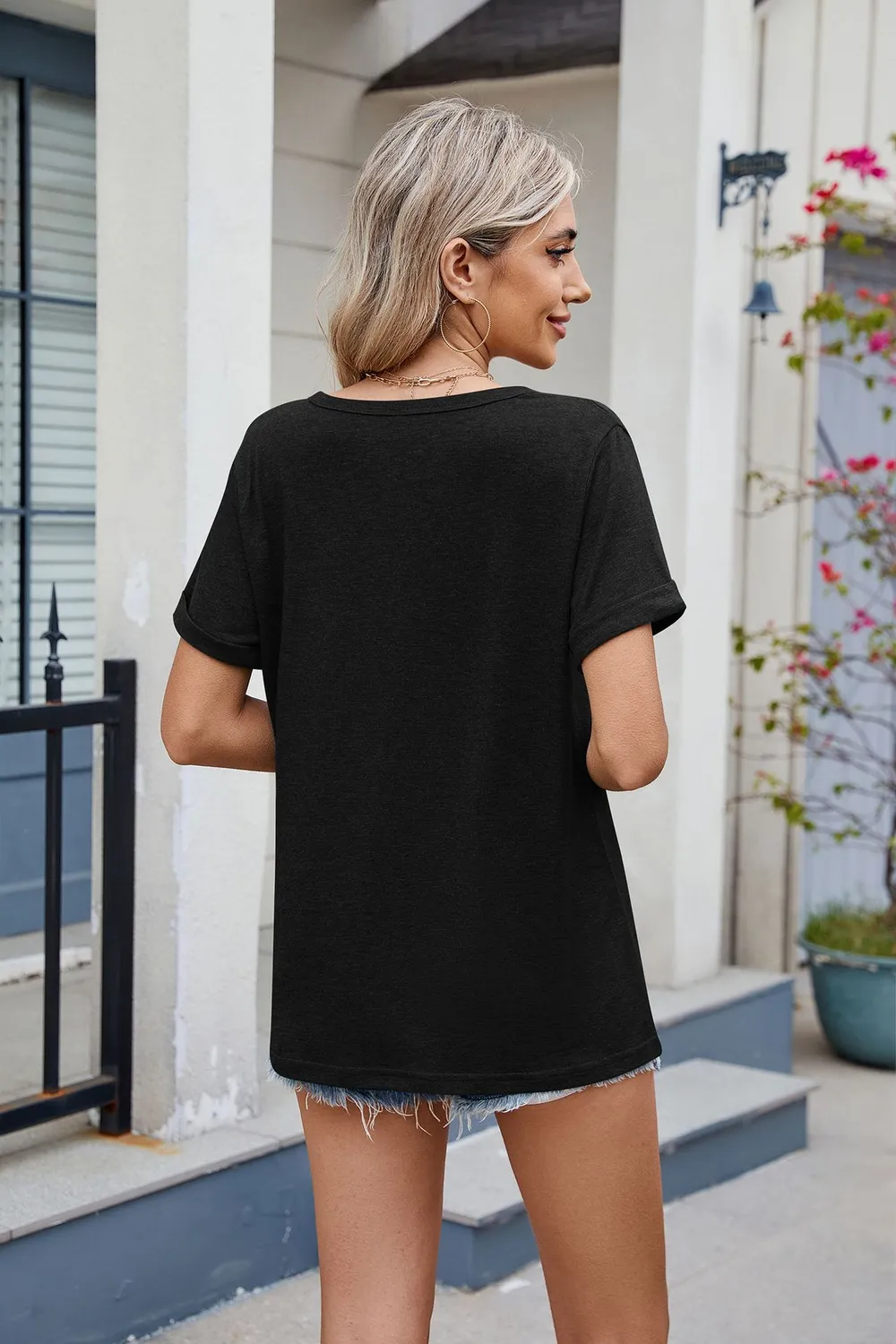 Notched Short Sleeve T-Shirt, image 34