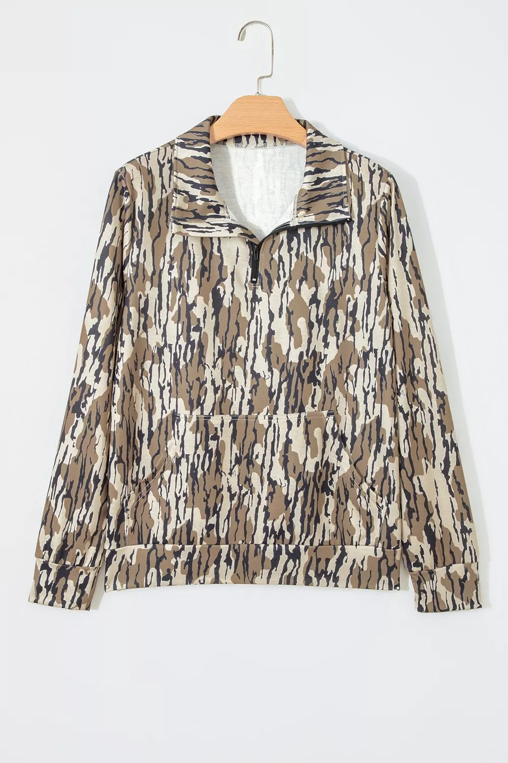 Camouflage Zipper Collar Front Pocket Sweatshirt, image 9