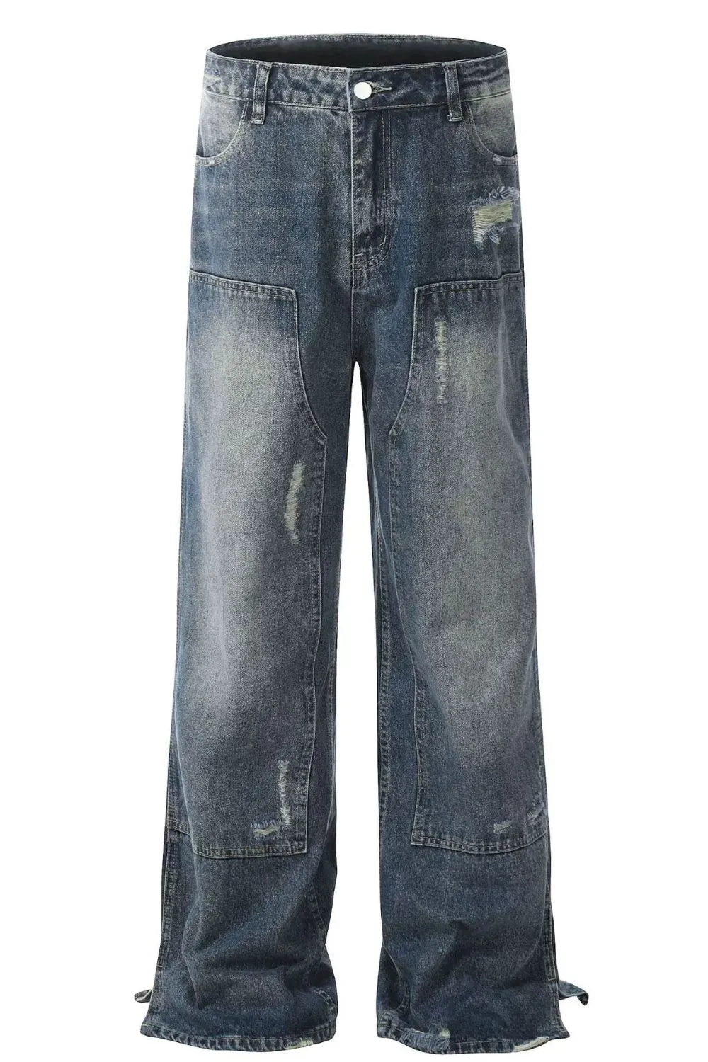 Men's Distressed Wide Leg Jeans
