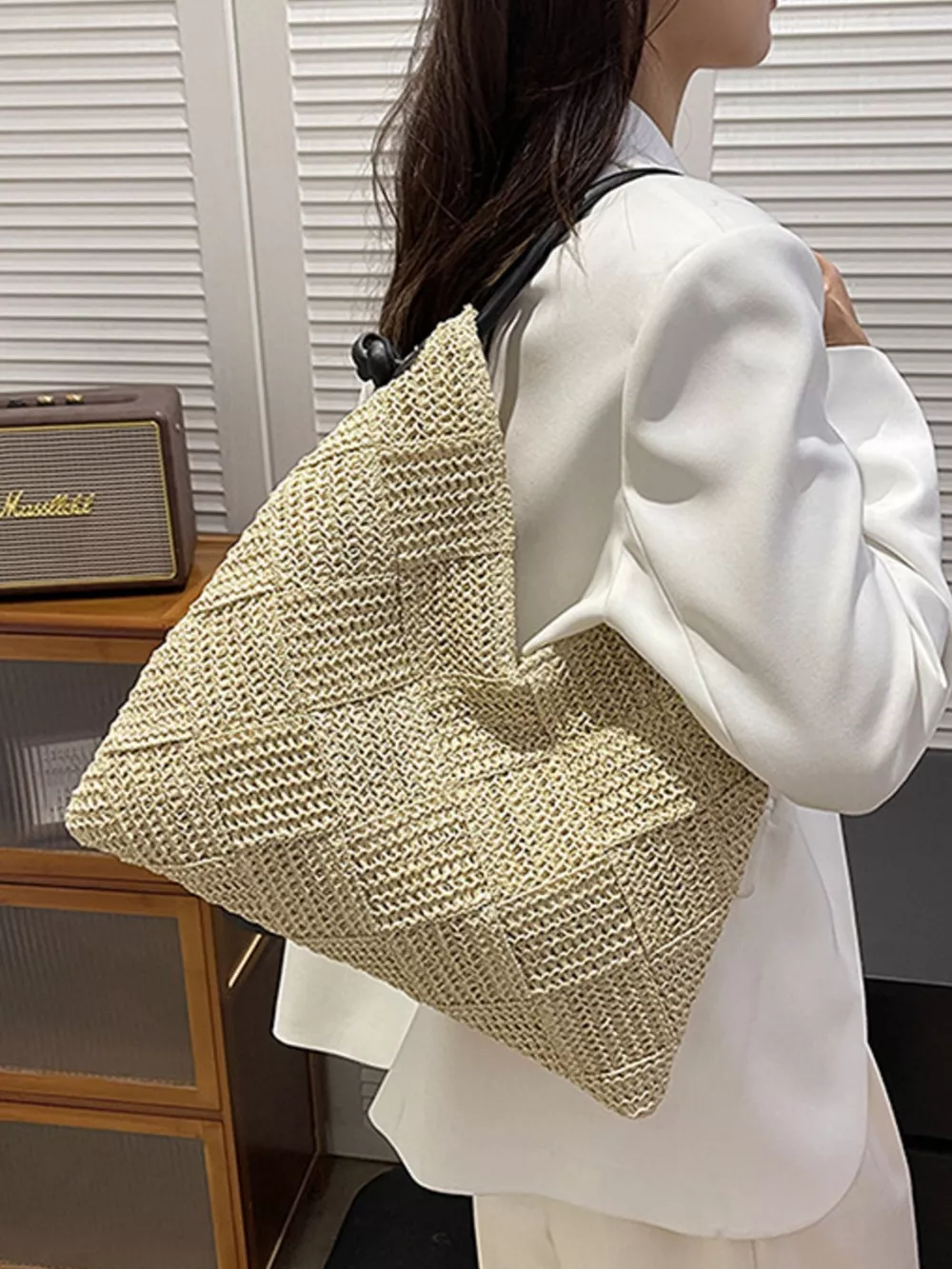 Woven Straw Shoulder Bag, image 4