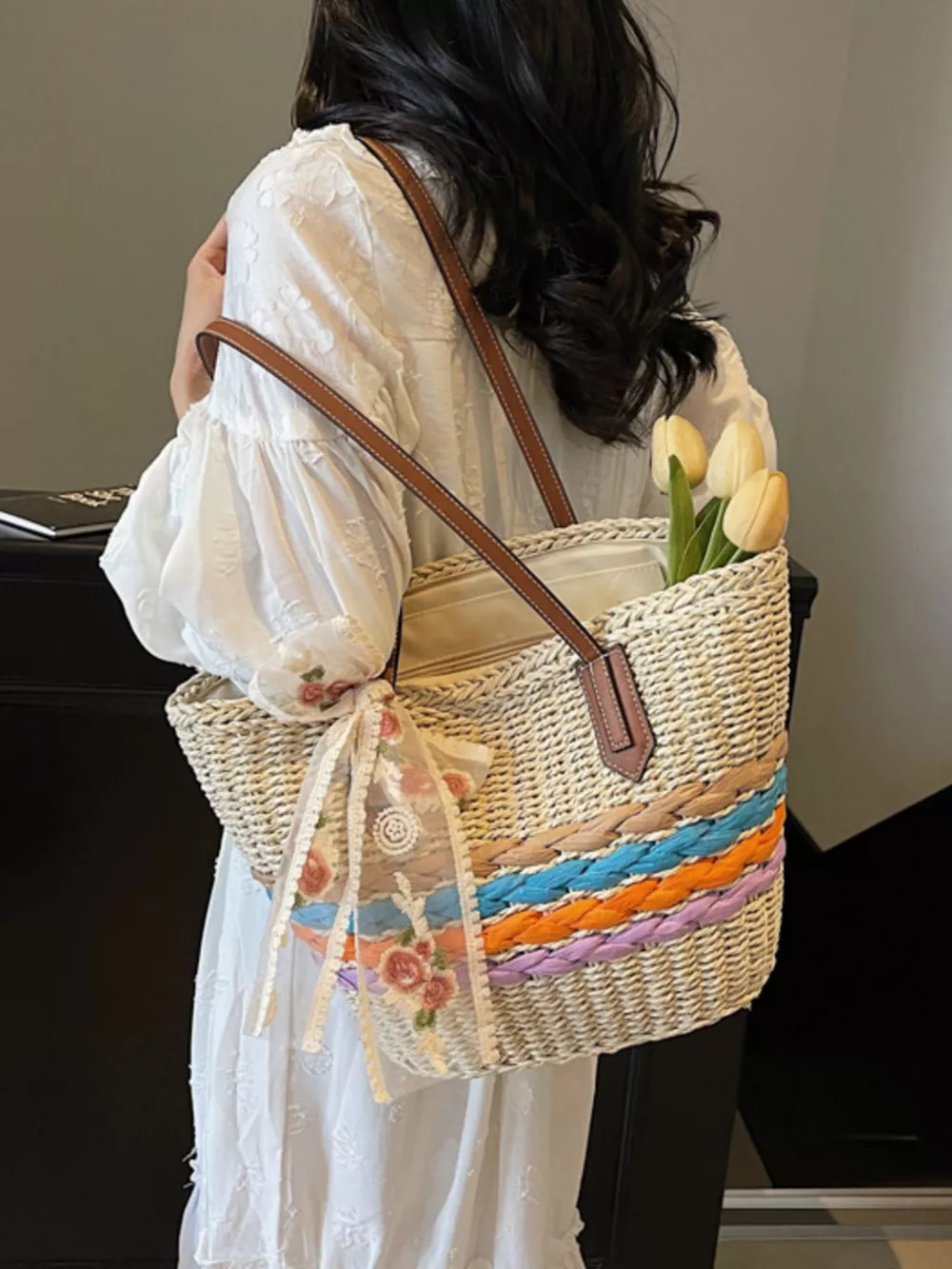 Straw Woven Shoulder Bag, image 7