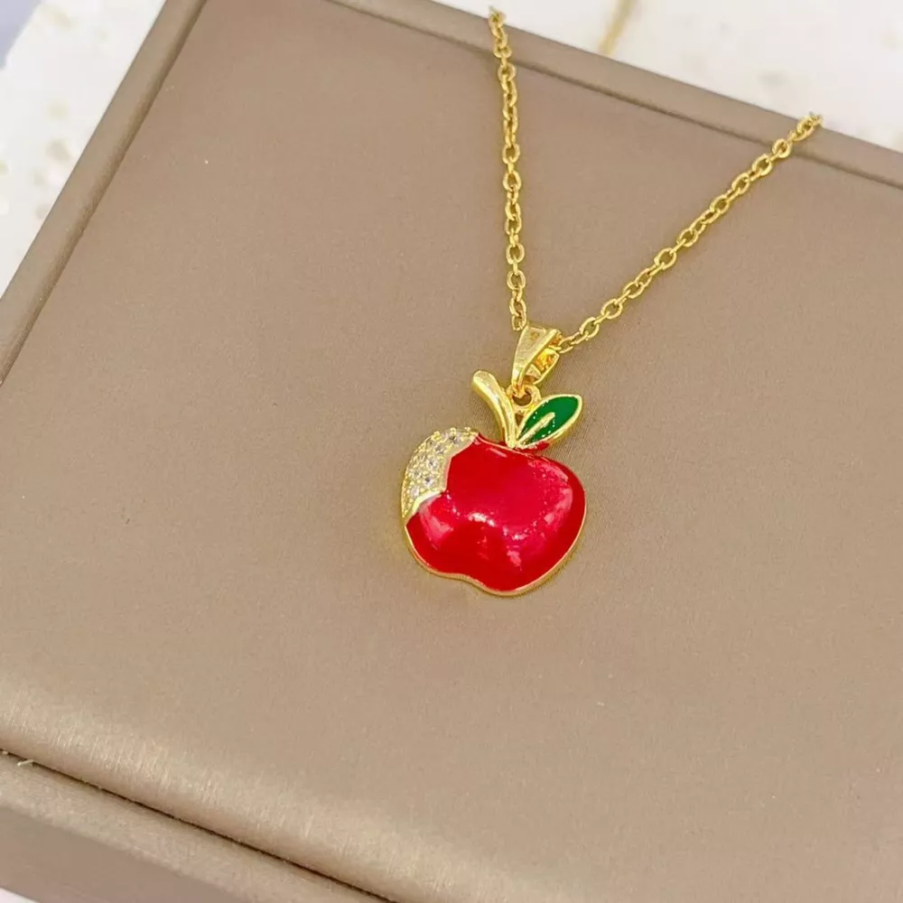 18K Gold-Plated Apple Necklace, image 2
