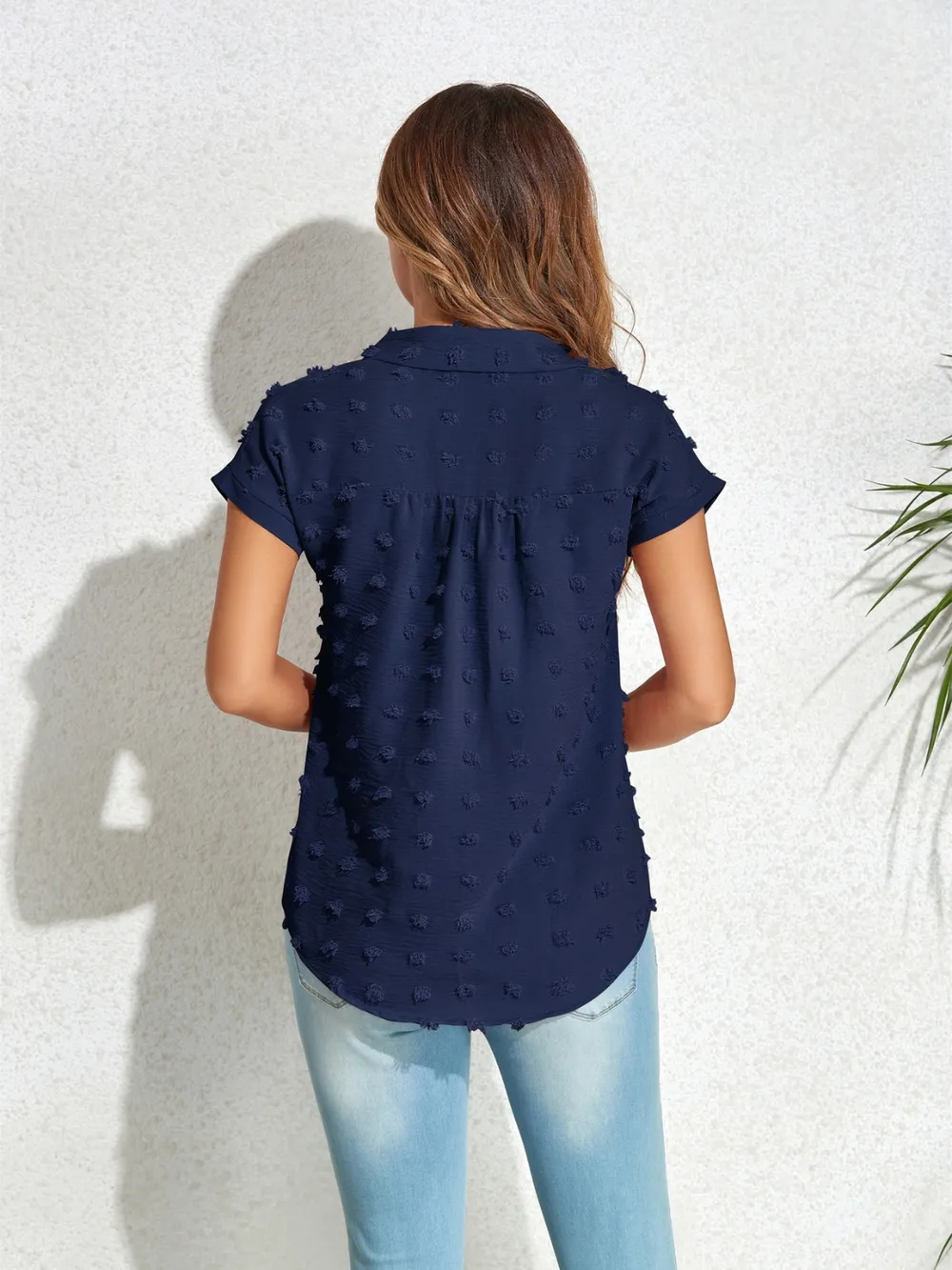 Swiss Dot Button Up Cap Sleeve Shirt, image 17