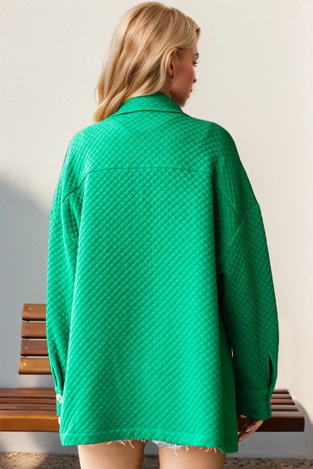 Full Size Textured Button Up Drop Shoulder Shacket, image 3