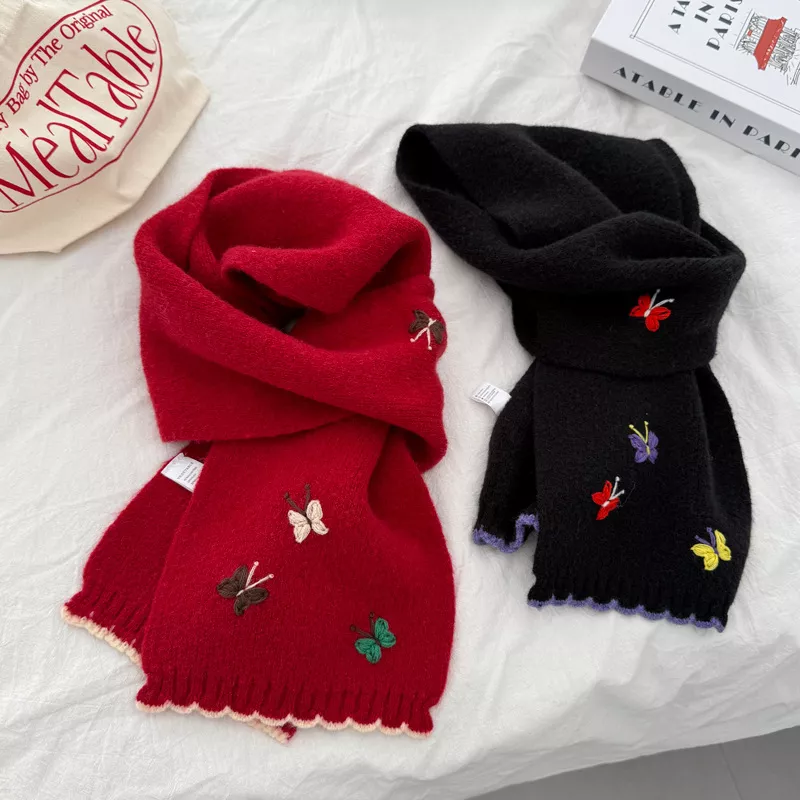 Butterfly Embroidered Knitted Scarf, image 15