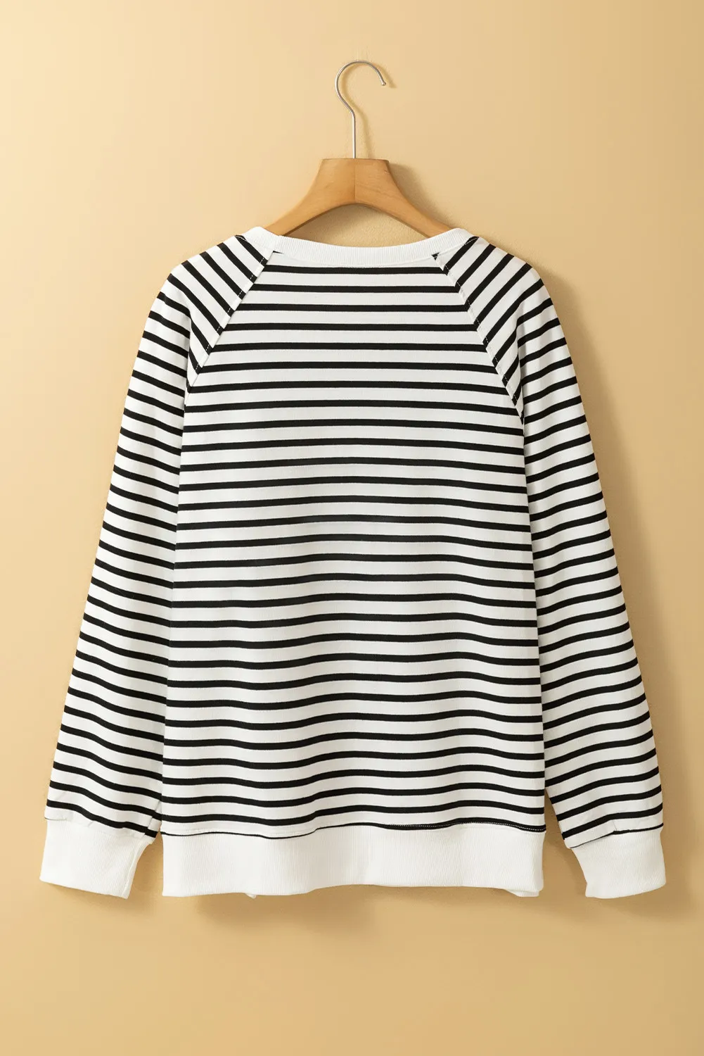 Slit Striped Round Neck Long Sleeve Sweatshirt, image 4