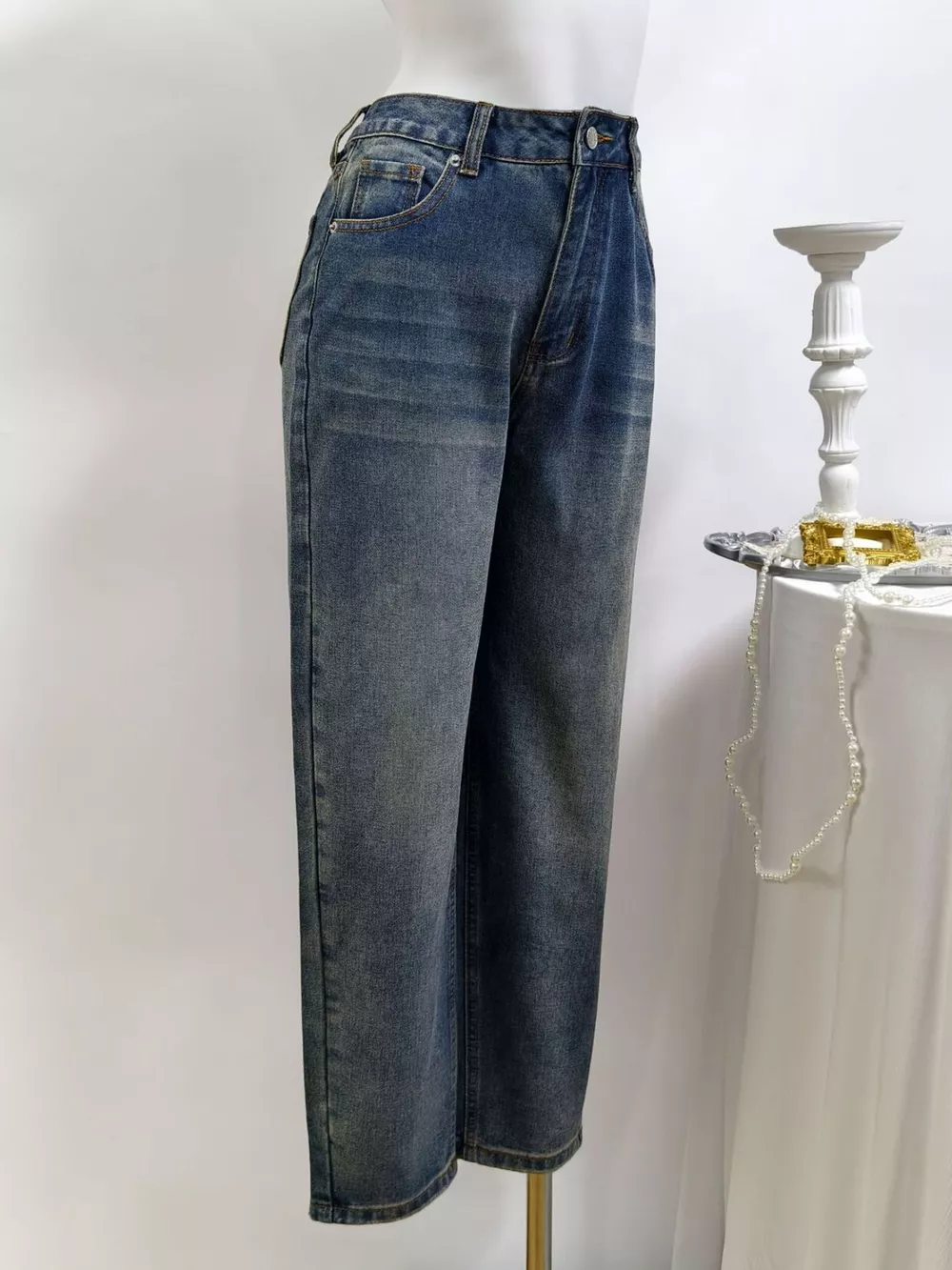 High-Waisted Straight Leg Jeans, image 2