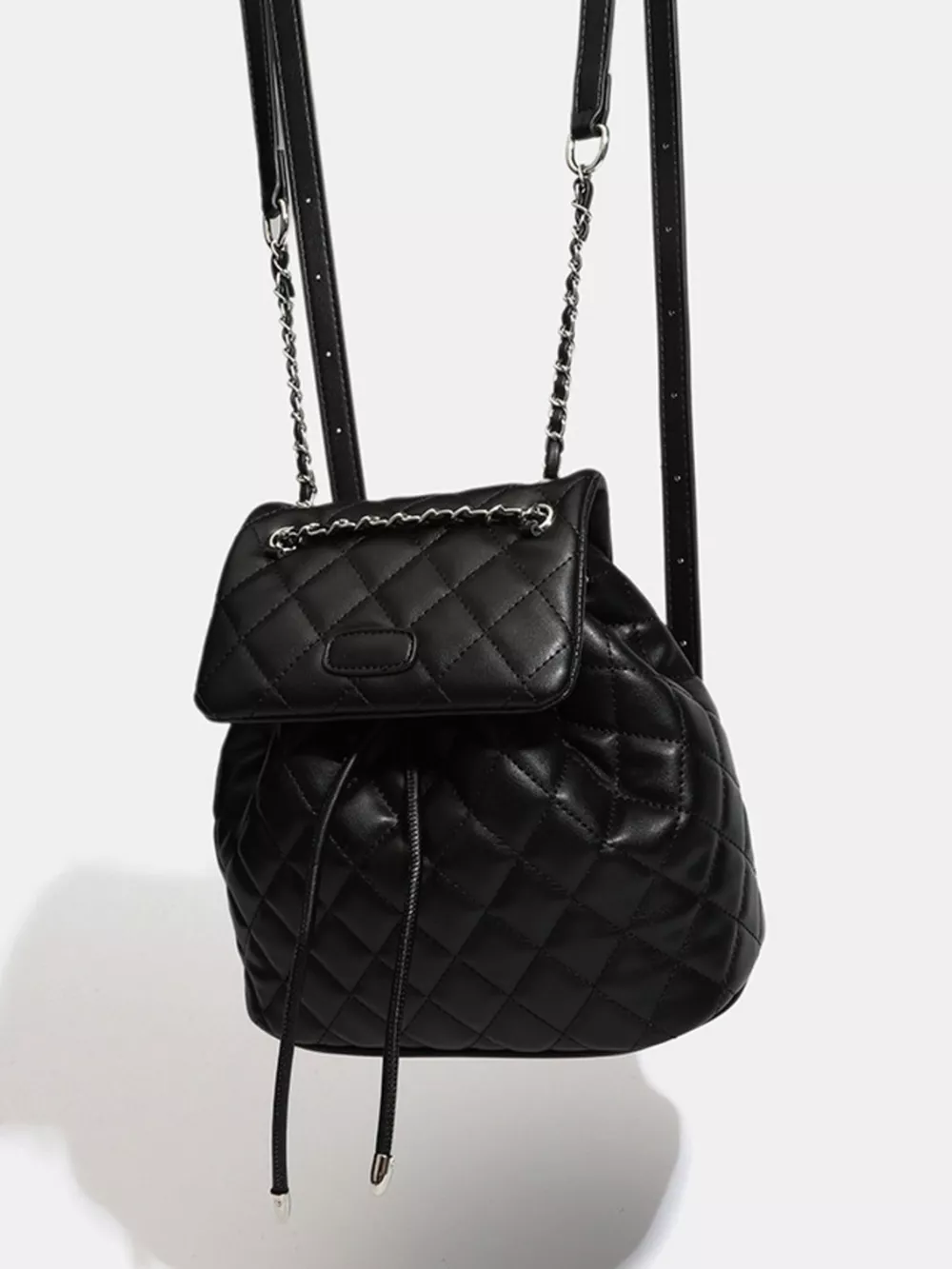 Quilted Chain Flap Backpack Bag, image 4