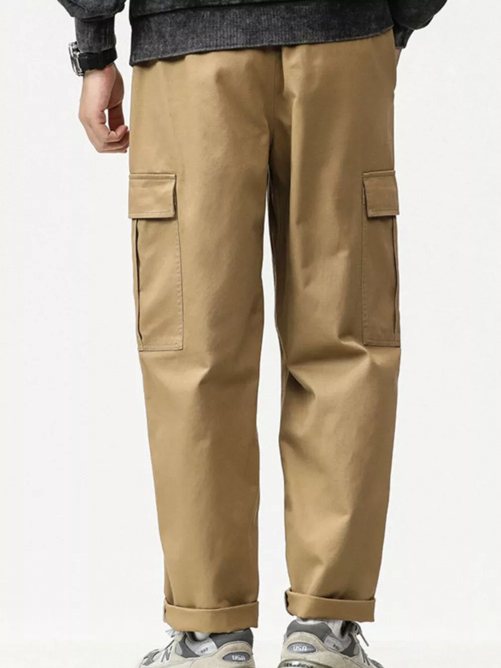 Men's Full Size Casual Cargo Pants with Elastic Waist Plus Size, image 9