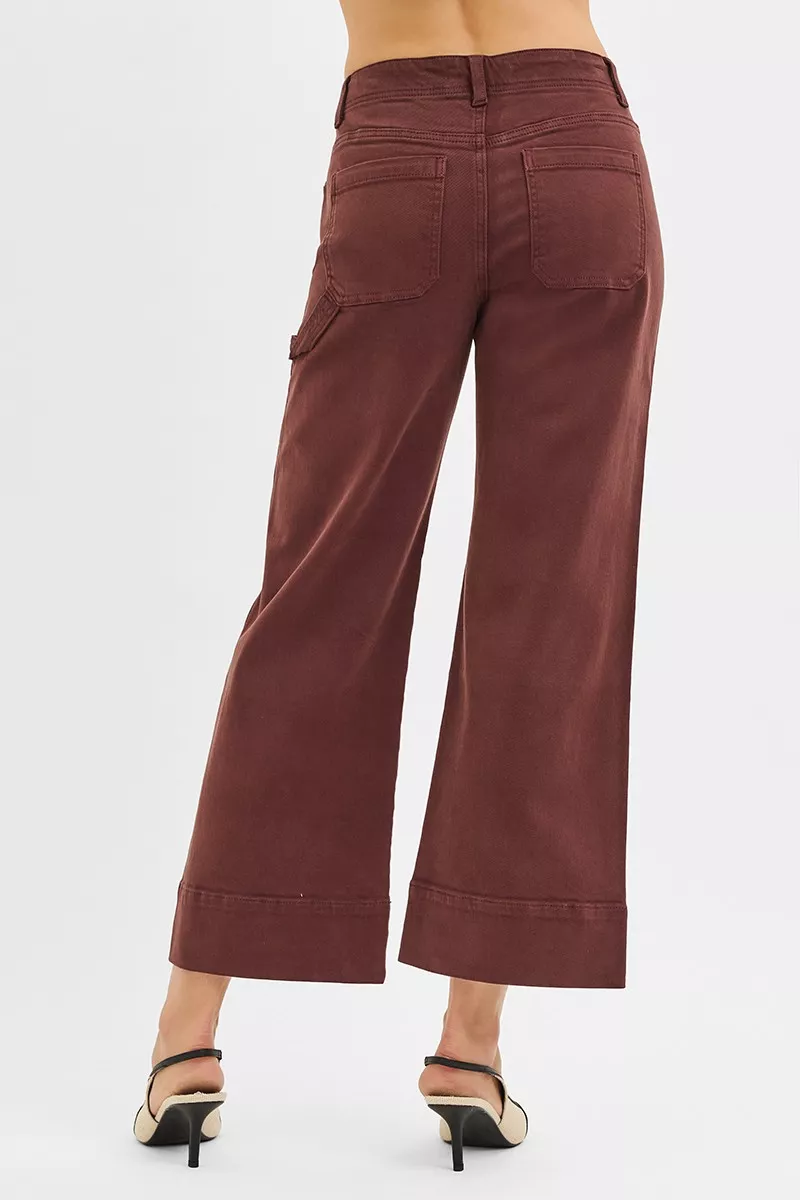 Tummy Control High Rise Crop Wide No Waist Band Pants, image 6