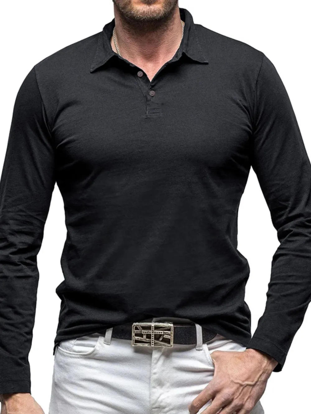 Men's Collared Neck Long Sleeve Polo