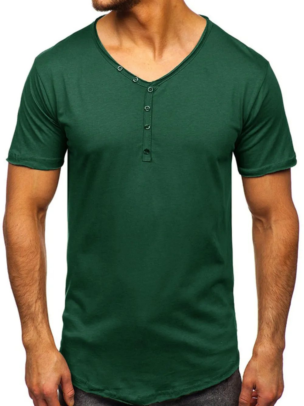 Men's V-Neck Henley Polo T-Shirt, image 5