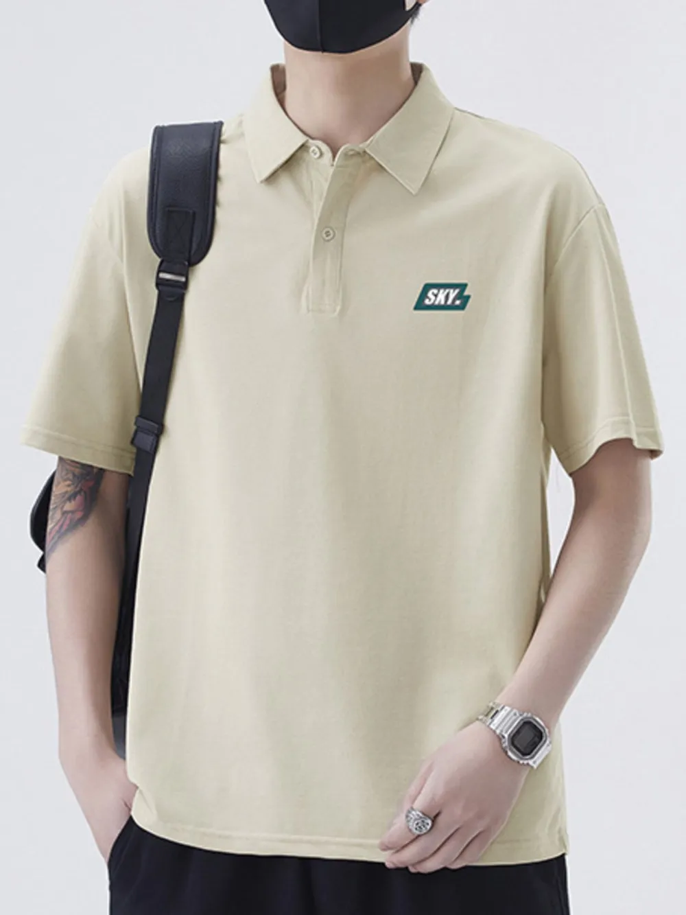 Men's Plus Size Button Detail Short Sleeve Polo, image 2