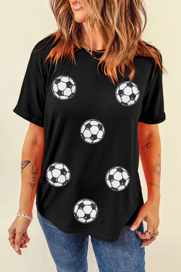 Football Round Neck Short Sleeve T Shirt, image 14