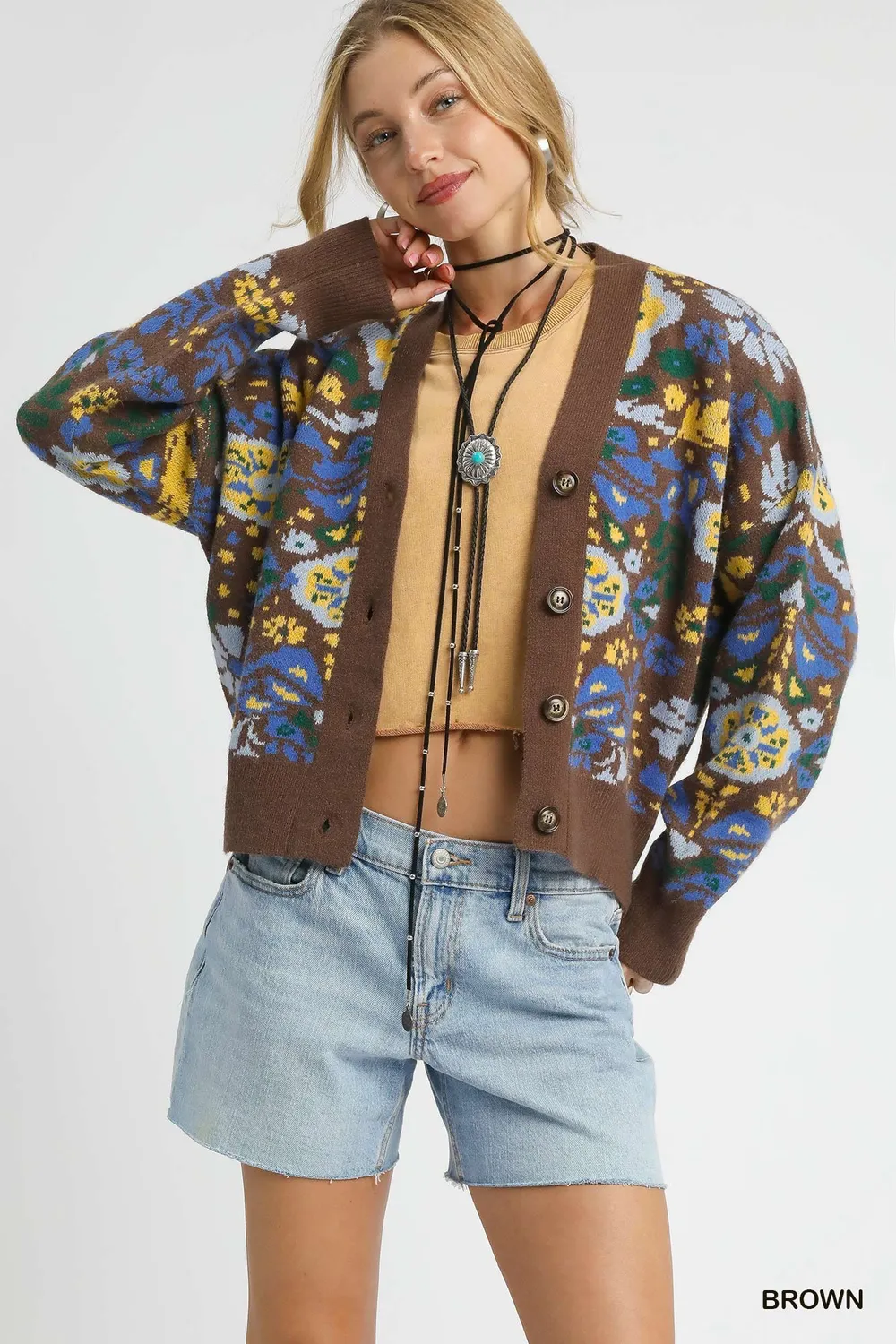 Floral Knit Button-Up Cardigan, image 6
