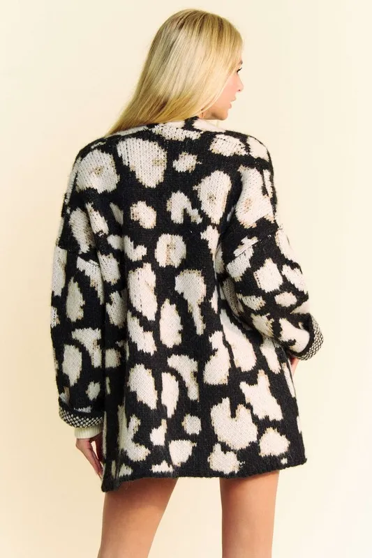 Leopard Open Front Long Sleeve Cardigan, image 2