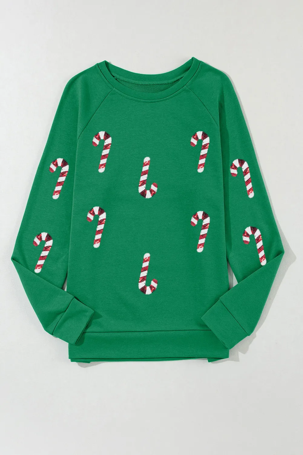 Candy Cane Round Neck Long Sleeve Sweatshirt, image 3
