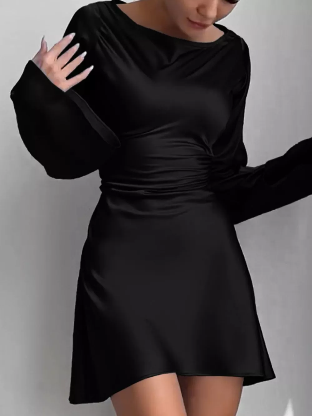 Elegant Mini Dress with Fare Sleeves, image 4