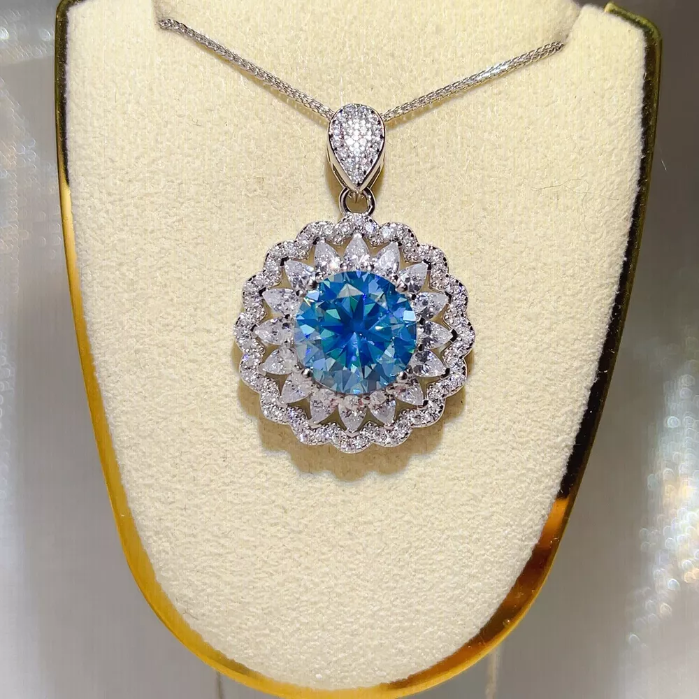 5 Carat 925 Sterling Silver Moissanite Pendant Necklace, image 2
