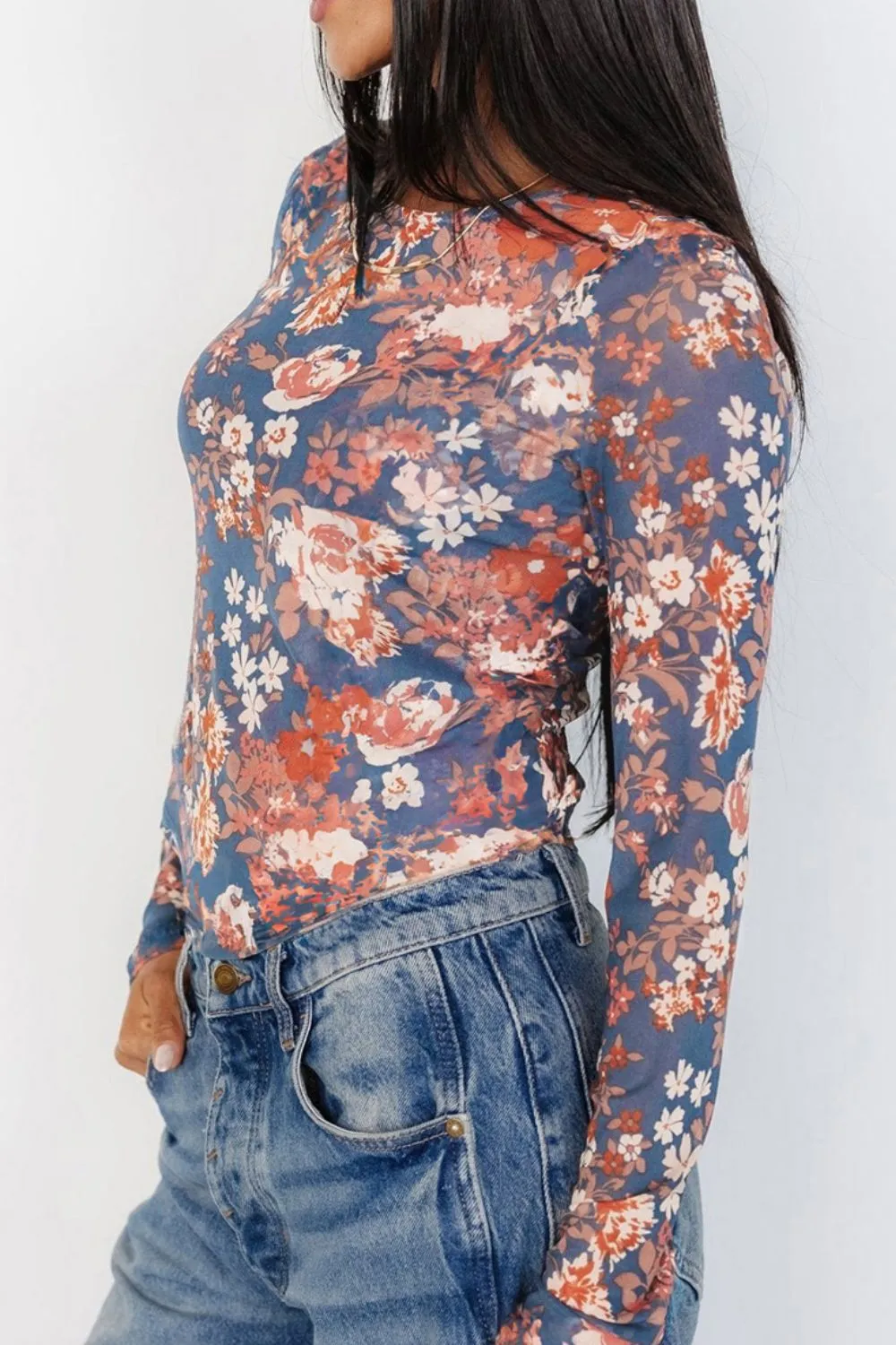 Floral Round Neck Long Sleeve T-Shirt, image 15
