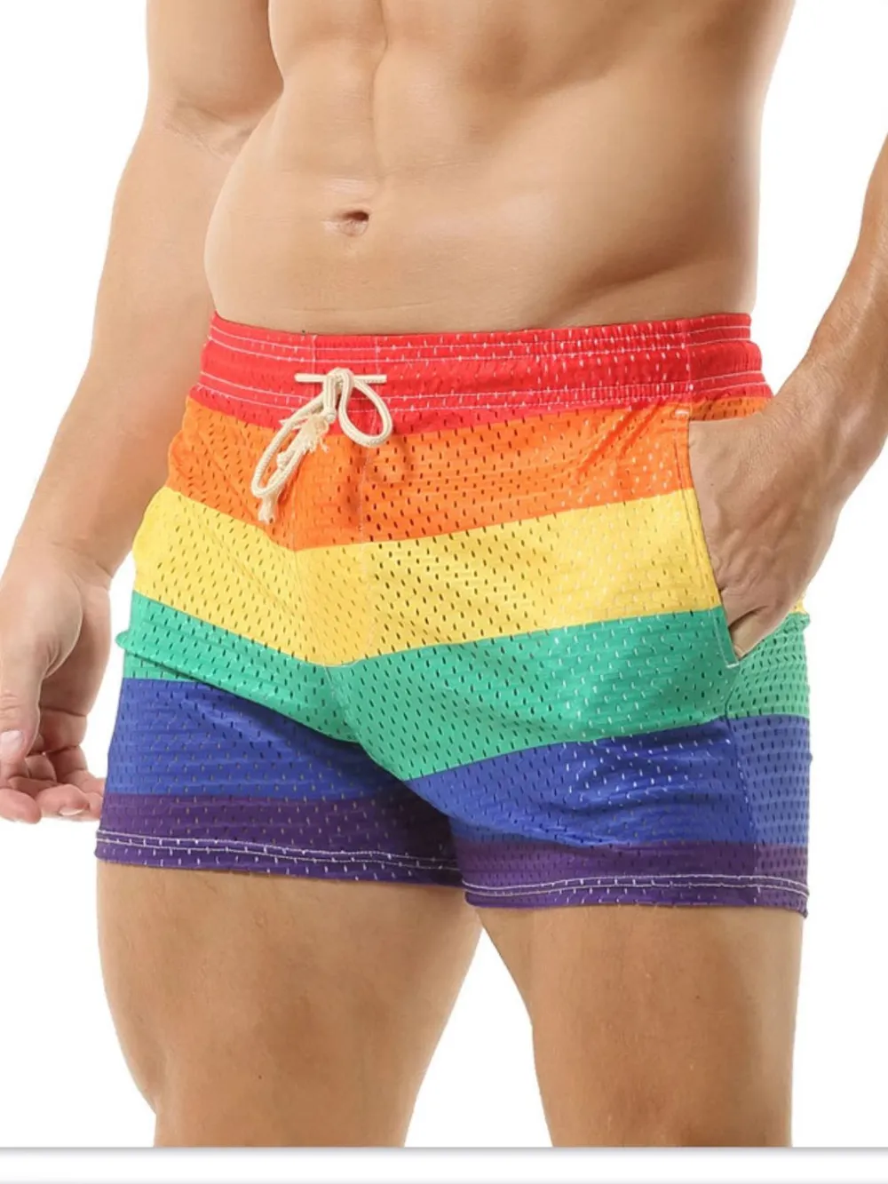 Men's Color Block Drawstring Shorts, image 4