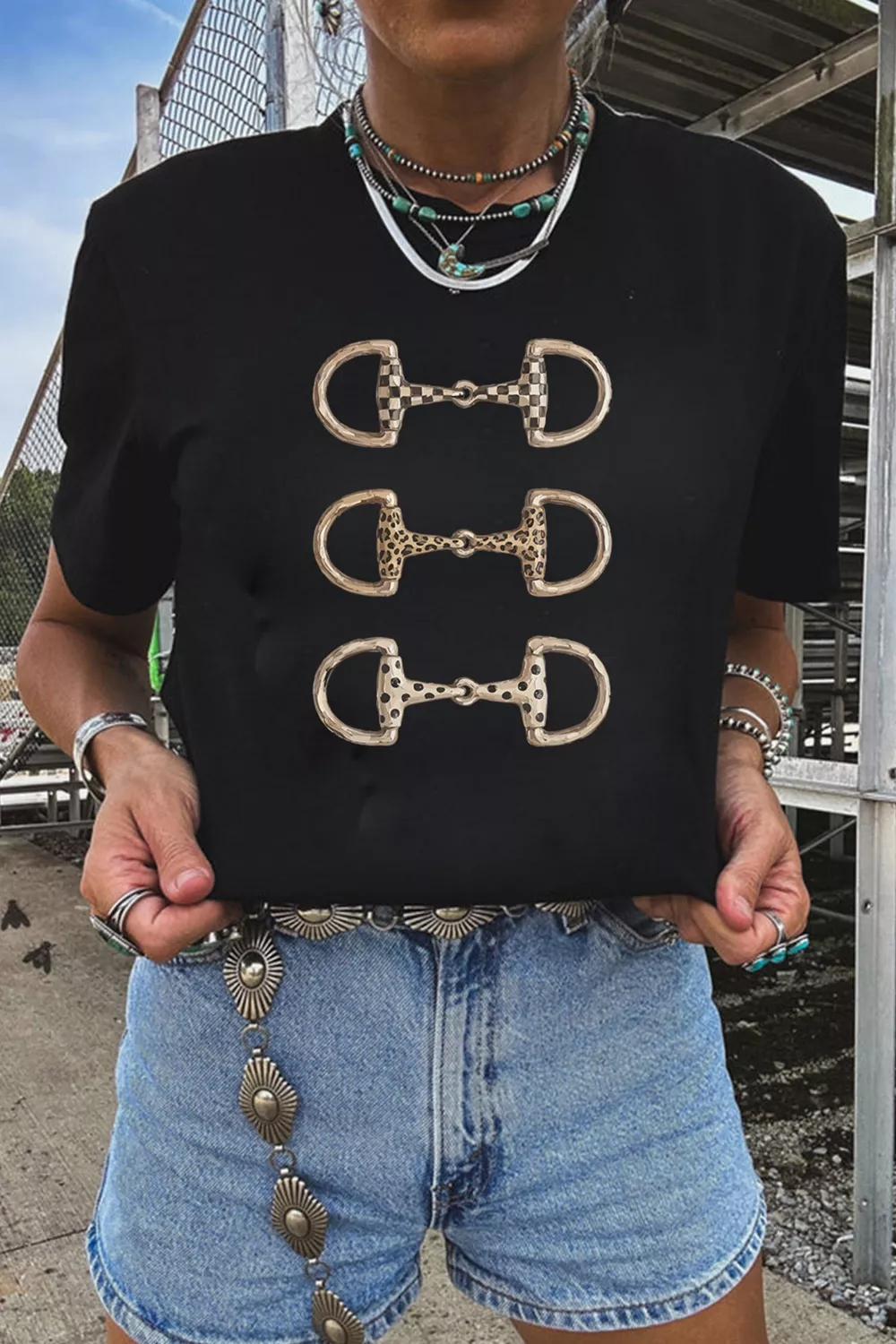Western Horse Bit Printed Relaxed T Shirt, image 2