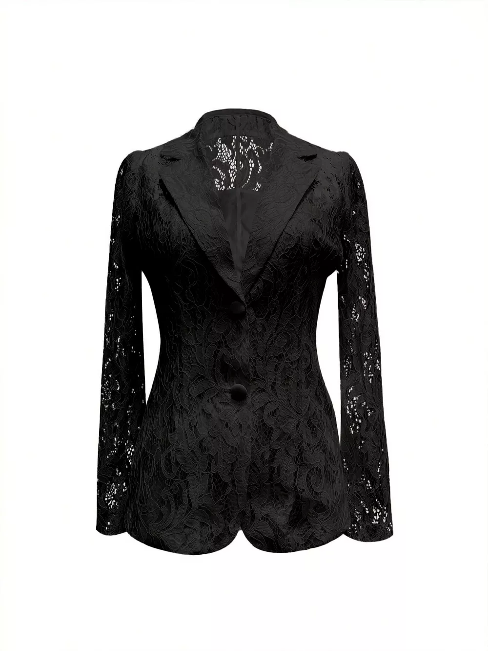 Lace Button Up Fitted Blazer, image 3