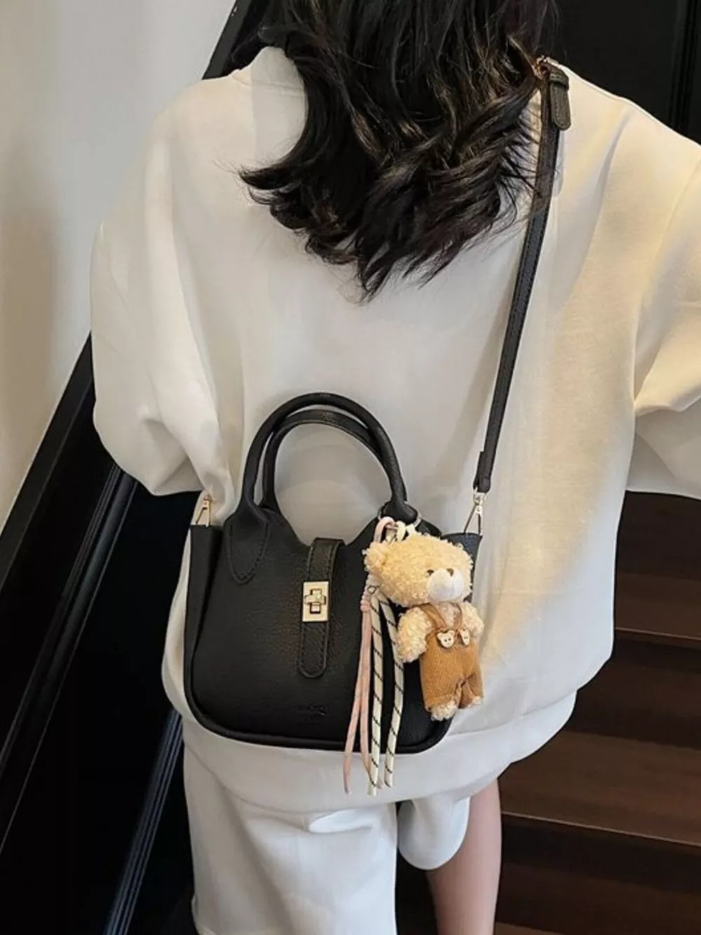 Leather Crossbody Bag with Top Handle, image 3